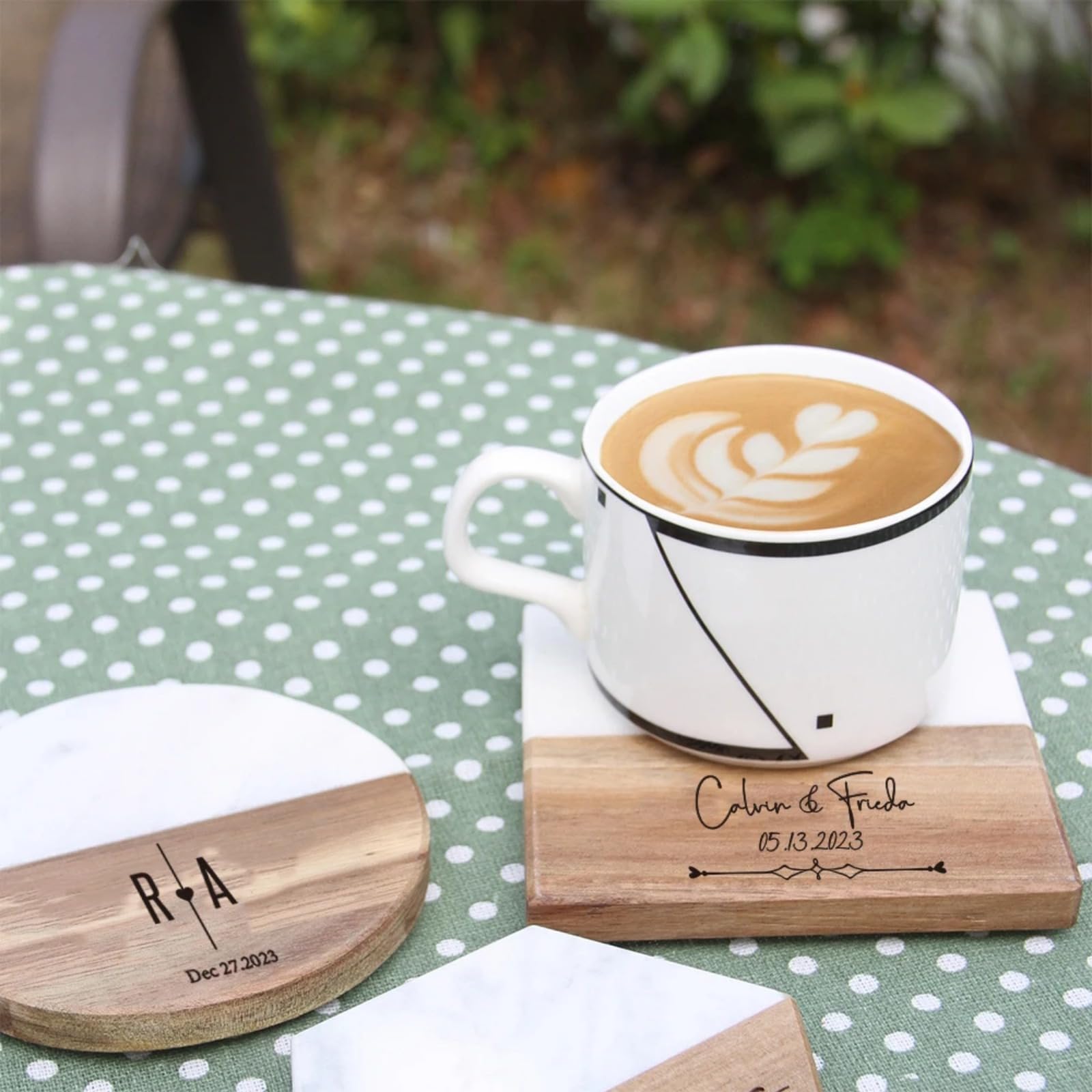 ZXH Posavasos de madera personalizados para regalos de boda, con nombre personalizado, grabado, decoración de boda, regalo de inauguración de la casa, decoración de cocina (6 piezas)