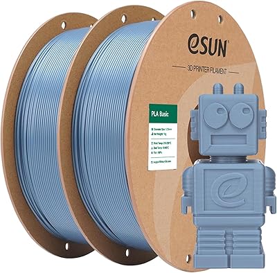 19 - eSUN PLA Basic Filament 1.75mm, 3D Printer Filament High Speed PLA for Fast Printing, 1KG Spool, 2 Spools 3D Printer Filament, Light Grey