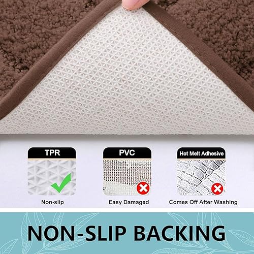 Miniatura 4 de Buganda Tapetes de baño, de 24 x 16 pulgadas, de microfibra suave y absorbente, antideslizantes, peludos, lavables a máquina, para el suelo del
