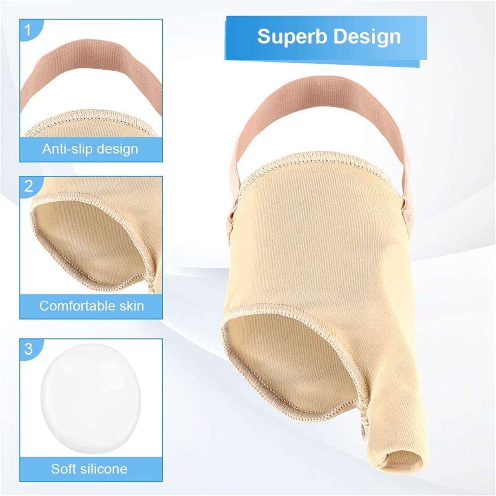 MUSUMI 1 Paar kleine Zehenspreizer, Ballenschiene, Korrekturhülse, Ballenschutz, Schmerzlinderung mit weichen Silikon-Gel-Pads, Korrektor, Valgus, Hammerzehen