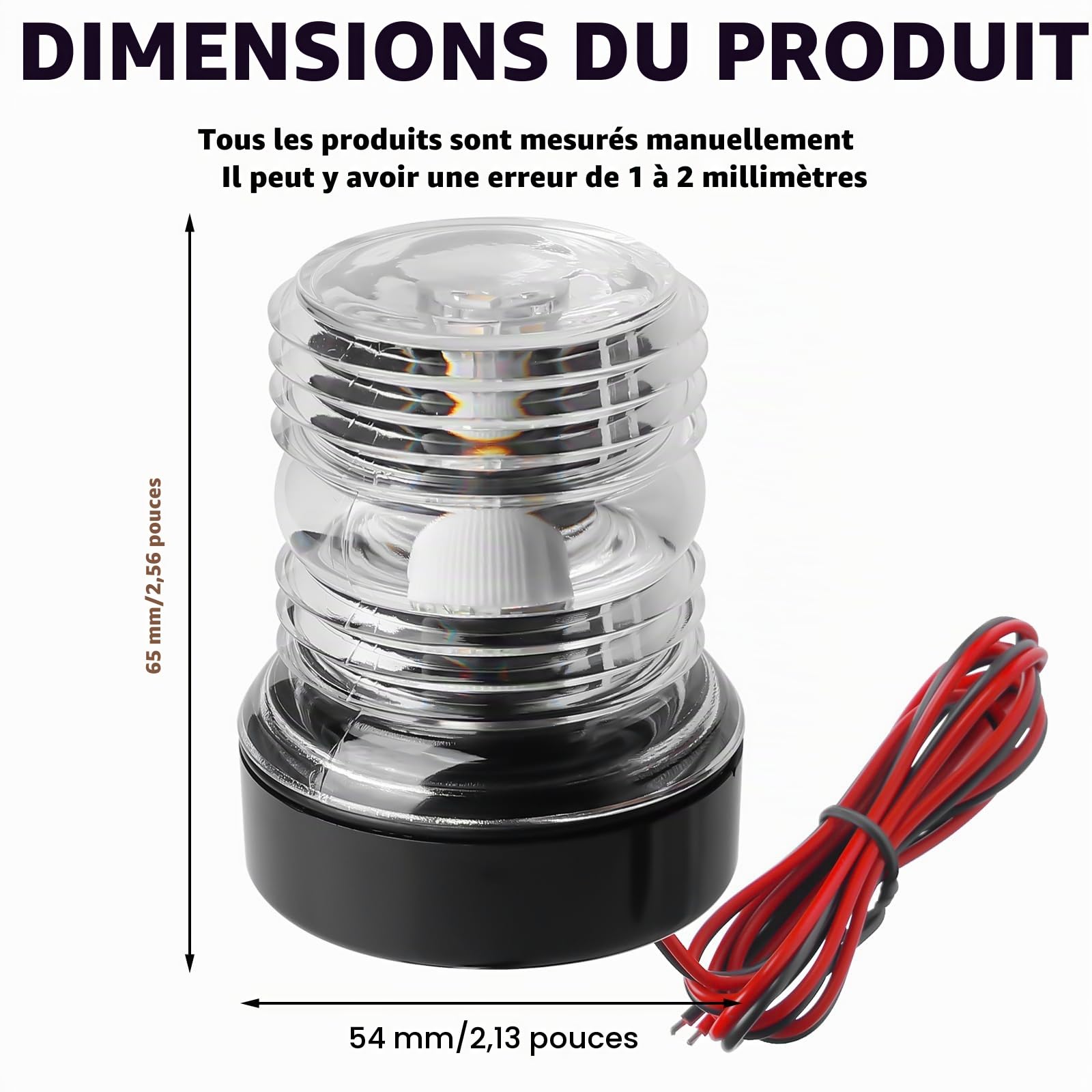 GBKDQQ Feu de mouillage marin, feu de navigation LED 12-24 V pour bateaux et yachts, éclairage à 360°, étanche IP66, feu de signalisation, lumière blanche