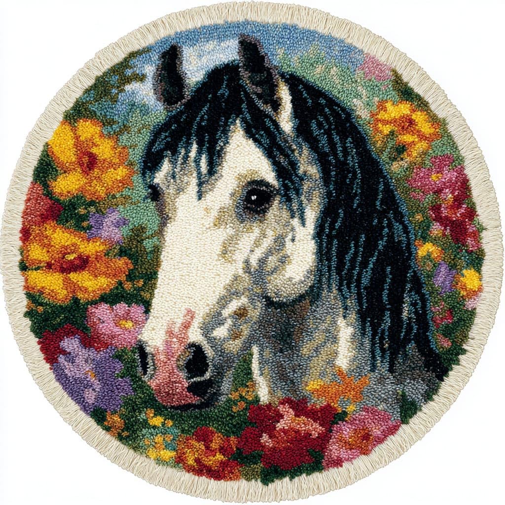AMBATTERY Latch Hook Rug Kit Latch Hook Kits for Adults,Horses and Flowers