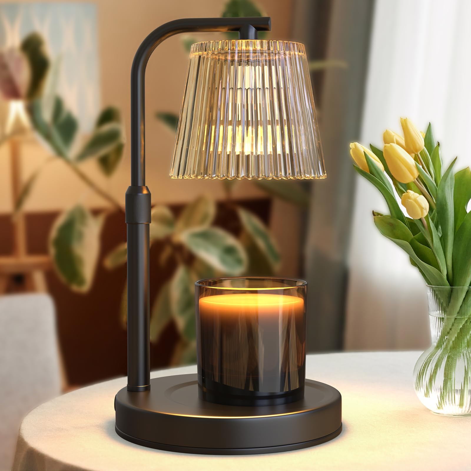 Candle Warmer Lamp with Timer Dimmable - Adjustable Electric Wax Melt Warmer Scented Large Jar Candles Lights House