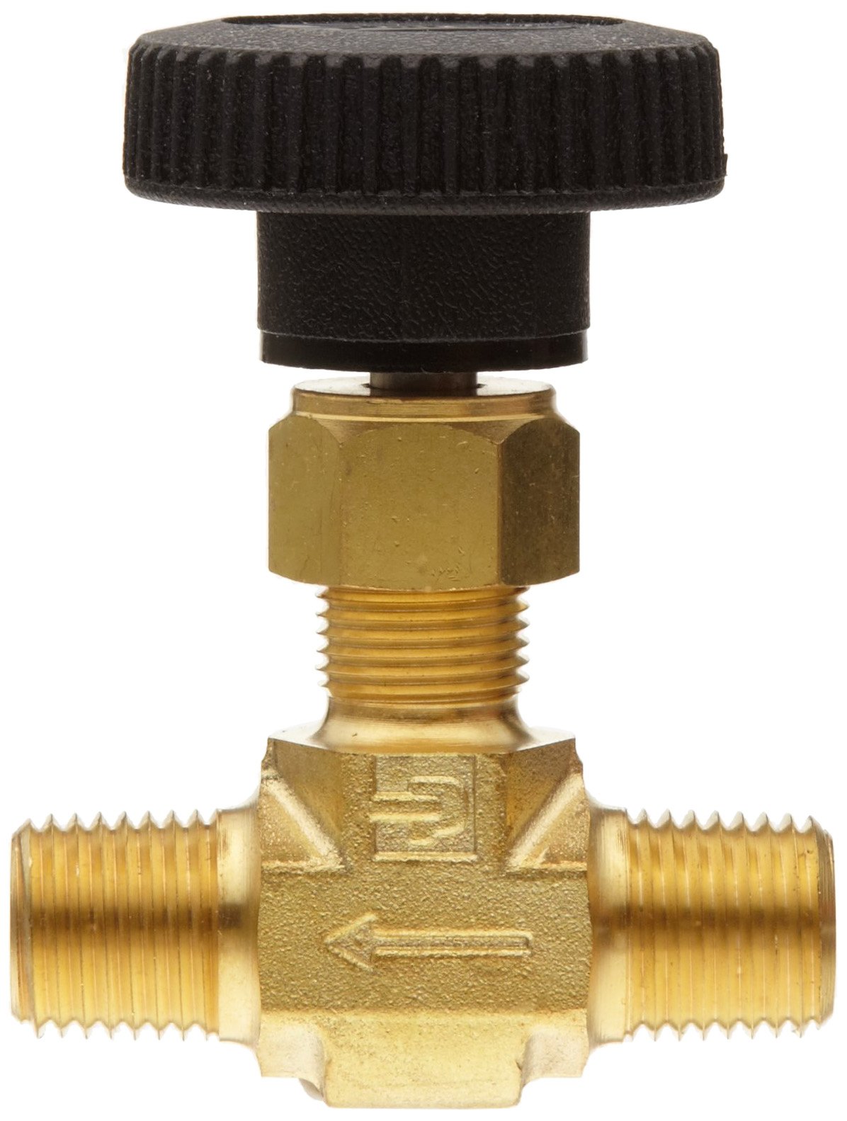 Parker Brass Inline Process Needle Valve with PTFE Stem Seal, 1/4