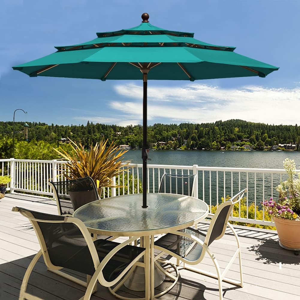 EliteShade USA 10-Year-Non-Fading 9Ft 3 Tiers Market Umbrella Patio Umbrella Outdoor Table Umbrella with Ventilation, Teal - Image 2
