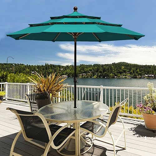 Miniatura 2 de EliteShade USA 10-Year-Non-Fading 9Ft 3 Tiers Market Umbrella Patio Umbrella Outdoor Table Umbrella with Ventilation, Teal Teal,Antique Beige,Macaw