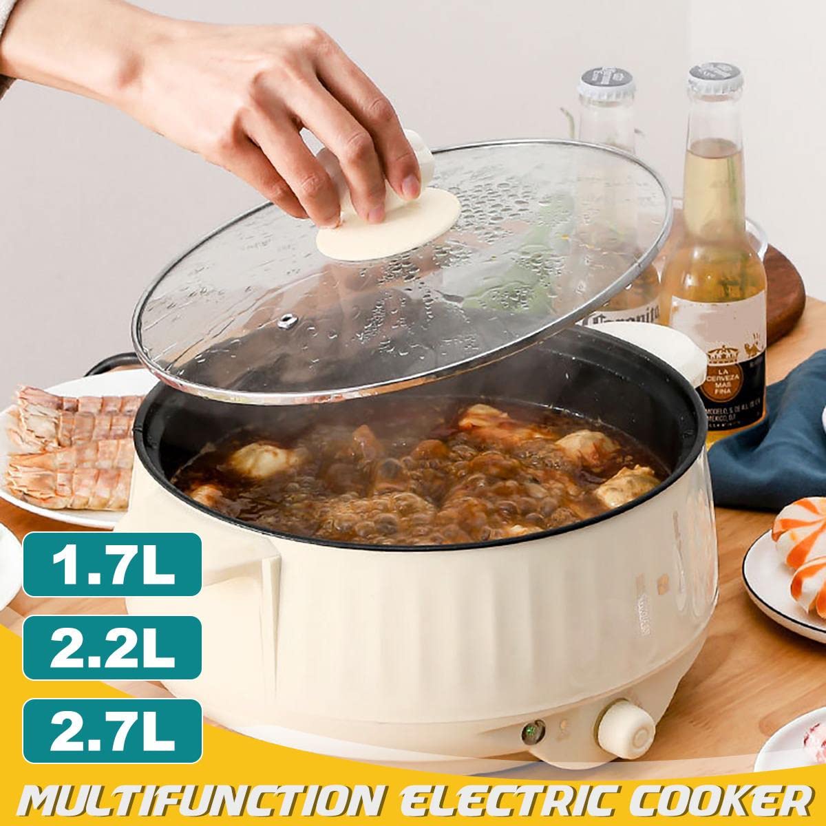 Wielofunkcyjna kuchenka elektryczna Non-stick Multicooker - 1,7 l - 2,7 l kuchenka elektryczna do szkoły podróżnej w domu 400 W-1000 W,2.2L