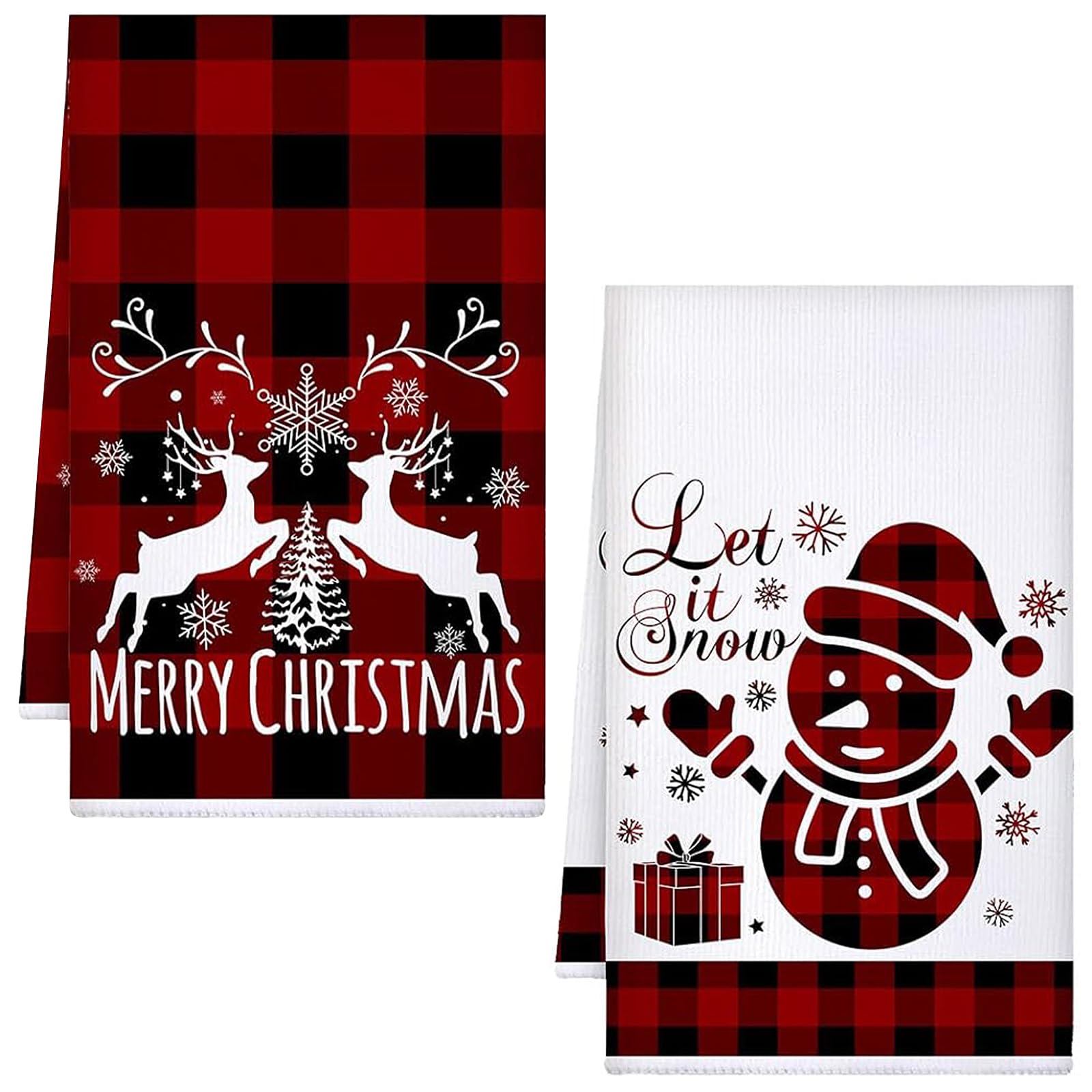 PPGGOPP Toallas de Cocina Navidad, 2PCS Paños de Cocina Navidad, Decoracion Navidad Paños de Cocina, Navidad Trapos Cocina de Suaves, Trapos Cocina Navidad, para Decoracion Navidad Hogar (Color A)