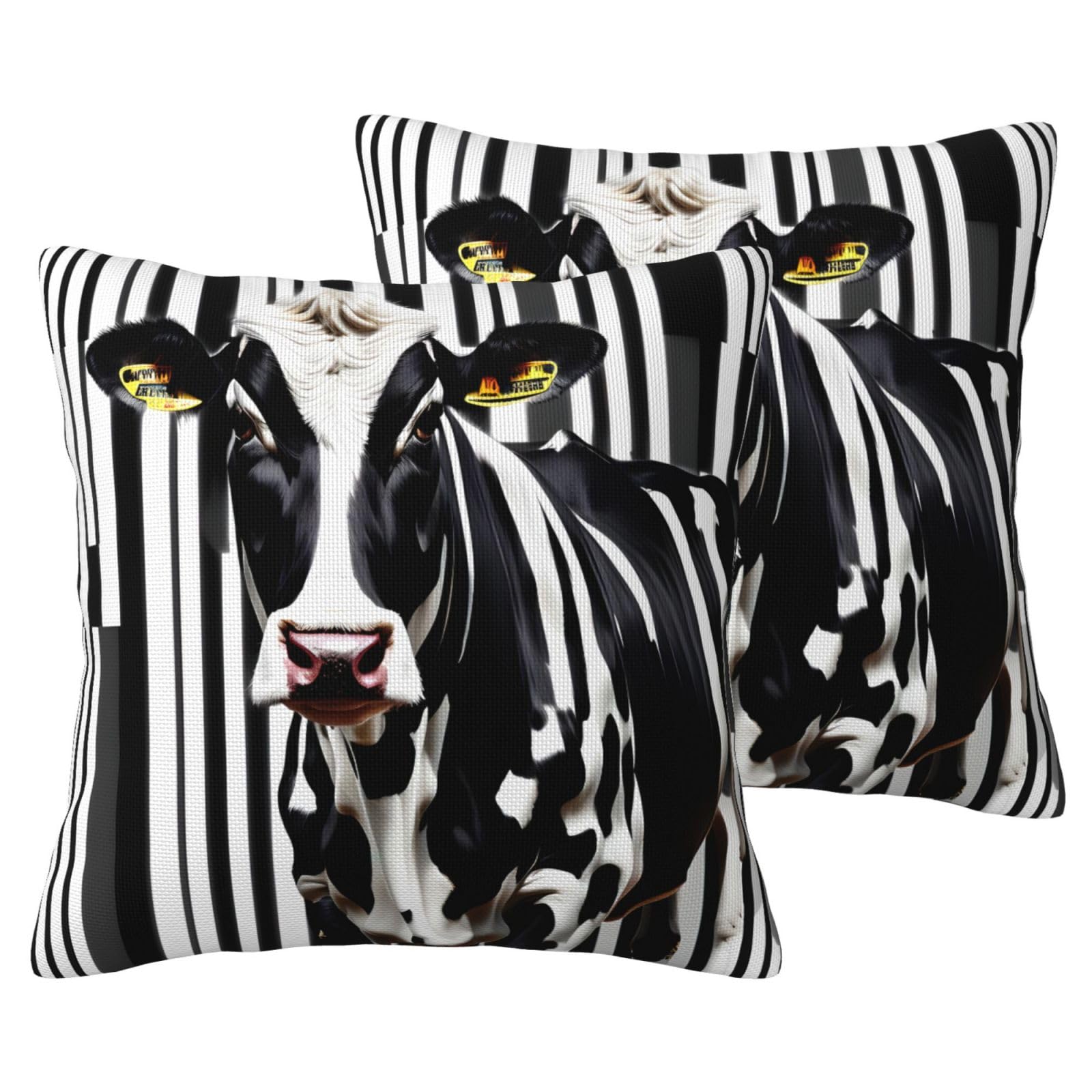 Housses de coussin motif vache laitière noire et blanche EdWal