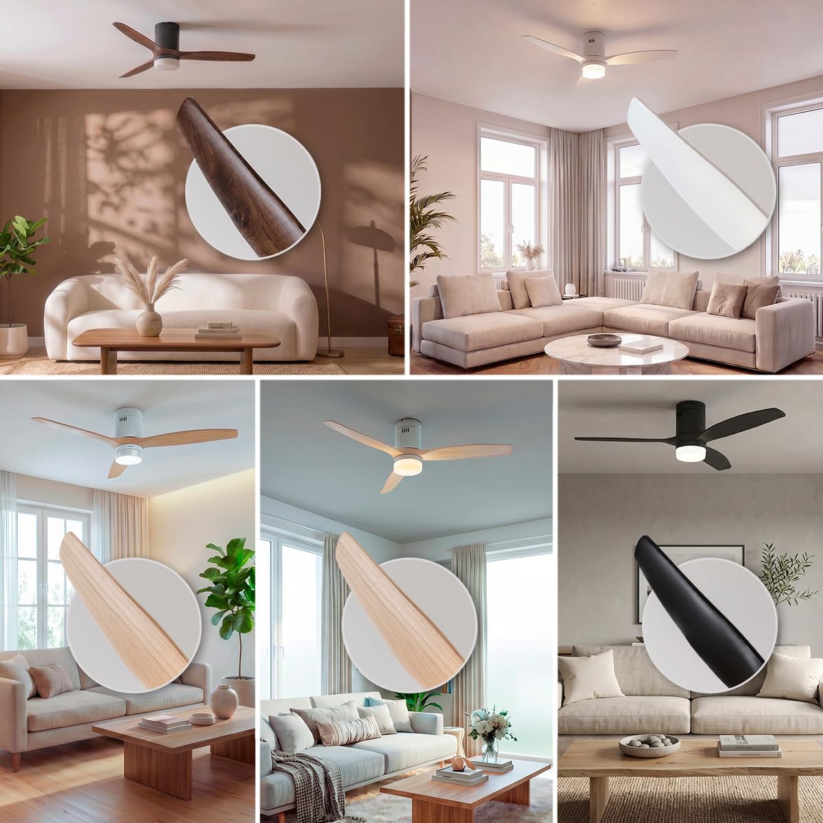 Cecotec EnergySilence Aero 4600 Arctic Steel&Sand, wentylator sufitowy ze światłem z pilotem zdalnego sterowania, silnik prądu stałego 38 W, średnica 132 cm, lampa LED 18 W, 3 łopatki, 6 prędkości