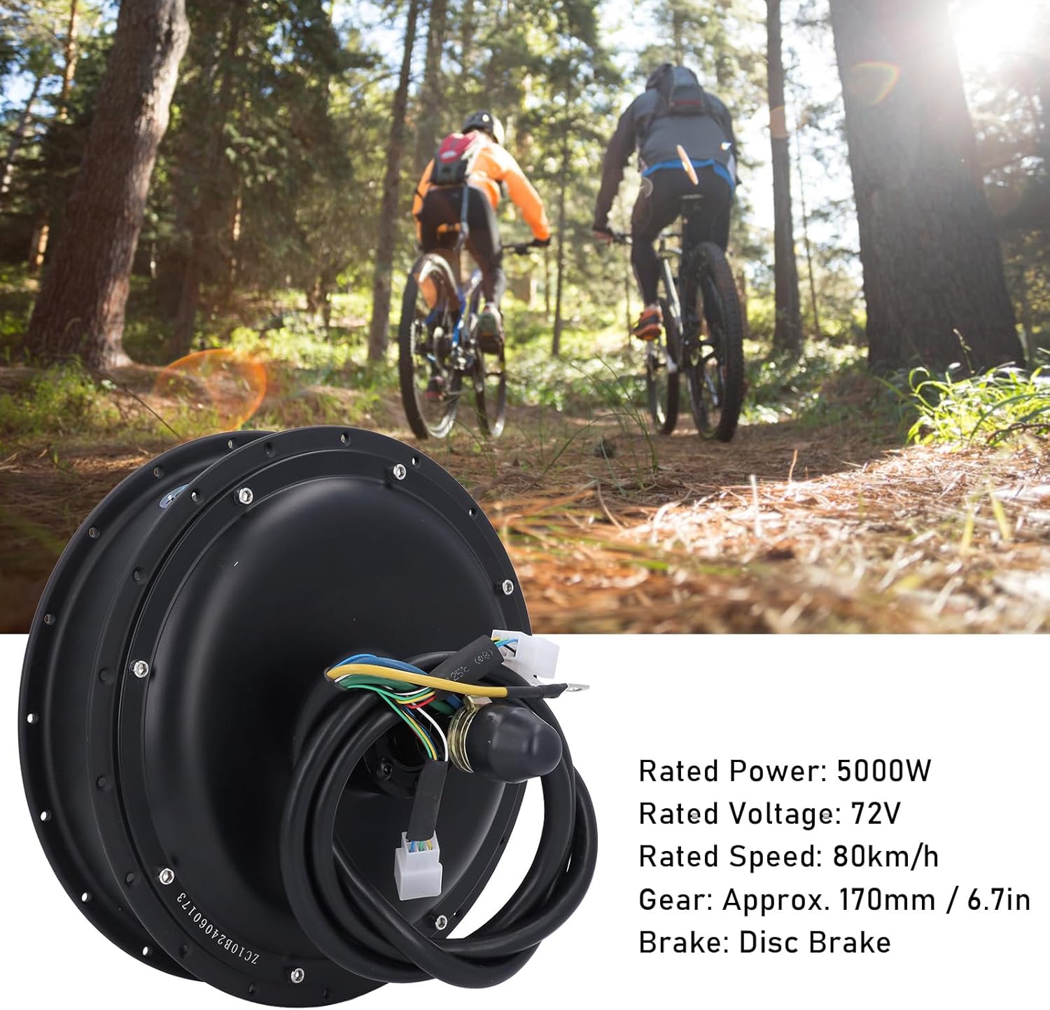 5000W 72V 170mm Electric Cycle Hub Motor, Aluminum Alloy Wheel Hub Motor Water Rear Drive Motor for Electric Scooter Cycle
