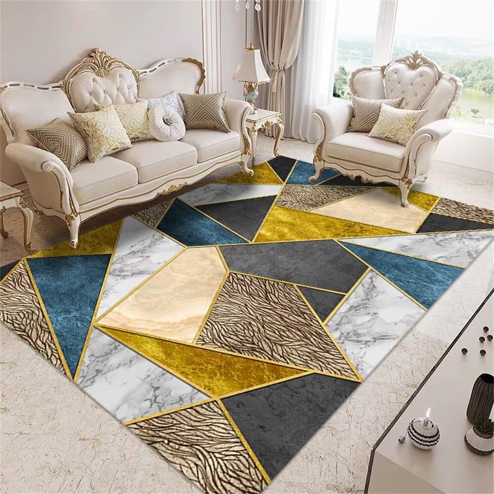 Tapis de chambre decoration chambre ado facile a nettoyer bleu et jaune