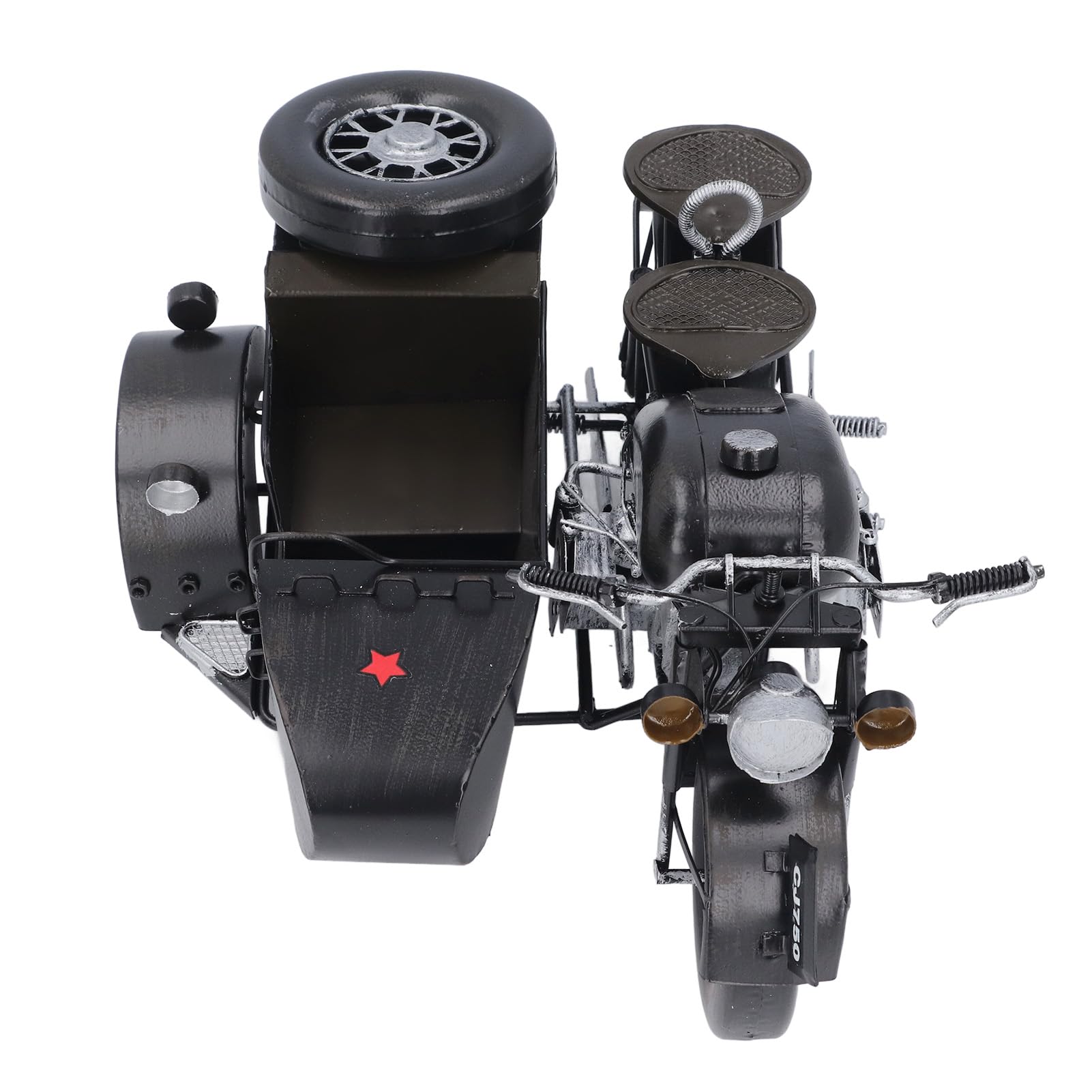 plplaaoo Vintage Sidecar Motorcycle Model Handcrafted Metal Three Wheel Motorbike Statue Retro Simulation Motorcycle Decor for Office Living Room Study Iron Material 13.39x9.06x5.91in (Black)
