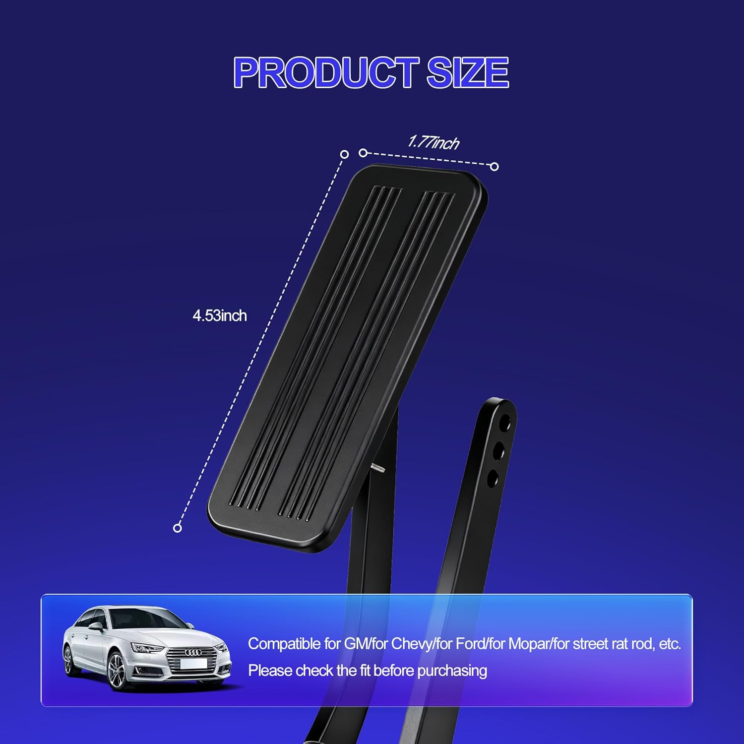 Gas Pedal，Non-Slip Aluminum Throttle Pedal ，Universal Gas Pedal Accelerator Pedal Position Sensor for Chevy for Street Rat Rod for Ford for Mopar