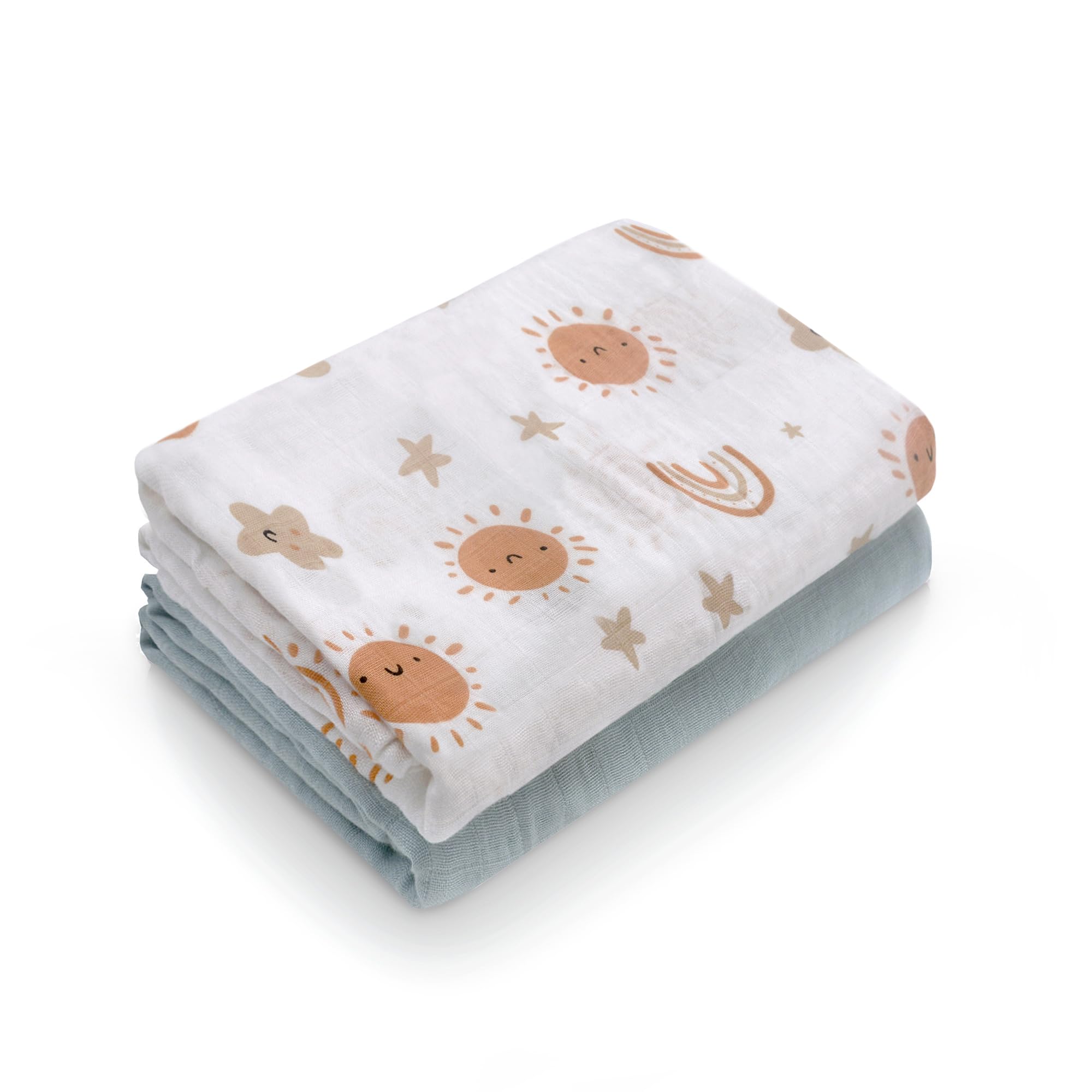 Miracle Baby Baby Blankets for Newborn,Large Bamboo Cotton Cloths for Baby Boy or Girl Blanket 120x120cm, Baby Swaddle Wrap Receiving Blankets,Muslin Swaddle,infant Shower Gifts Set- 47"x 47",2 Pack — image 1