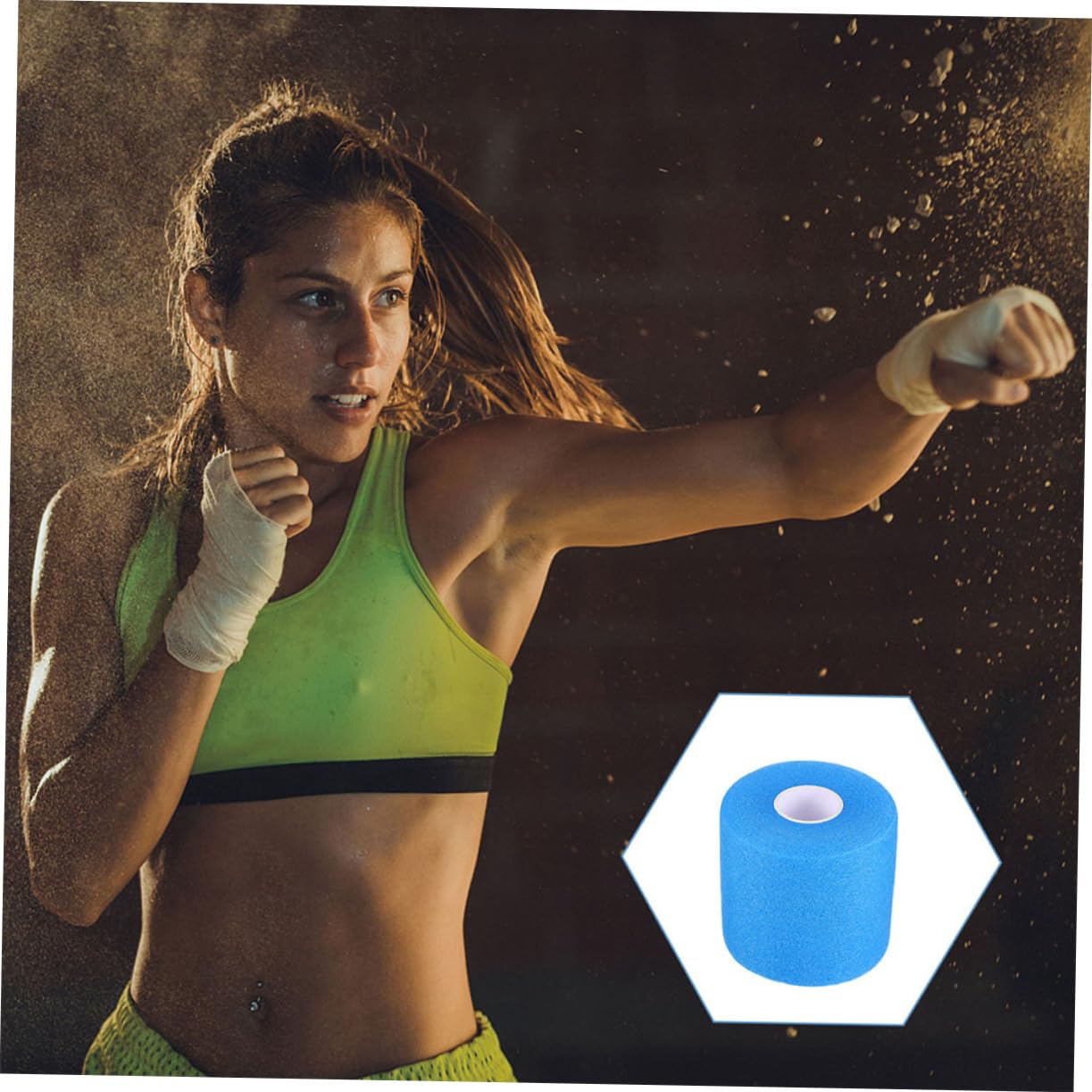 Happyyami Cinturón Deportivo Amortiguador. Cinta Elástica Atleta Cinta Deportiva Transpirable Envolturas para Deportes Envolturas Deportivas Portátiles Blue Esponja