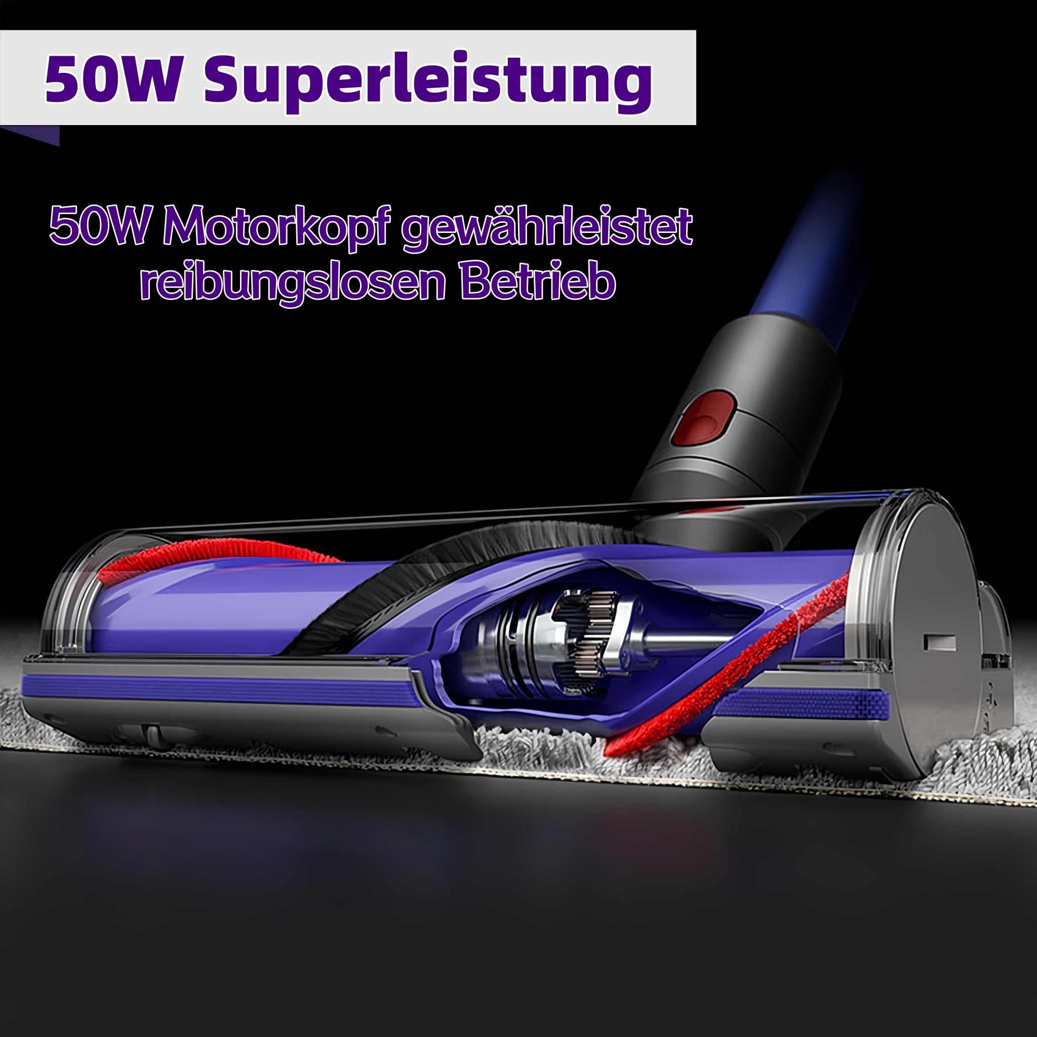 Turbobürste mit Direktantrieb für Dyson V7 V8 V10 V11 V15 Staubsauger, Elektrische Bodendüse Zubehör Ersatzteil, Motorhead Bürstenkopf für Teppich, Hartboden, Parkett & Tierhaare, 180° Drehbar