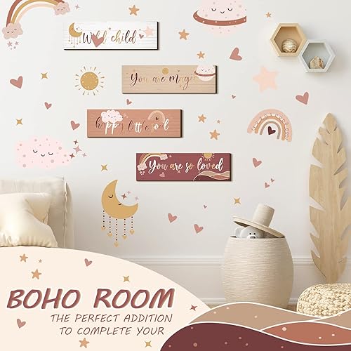 Miniatura 2 de Decoración de pared inspiradora de arco iris bohemio, letrero colgante de arte inspirador con texto en inglés "You Are So Loved", decoración de