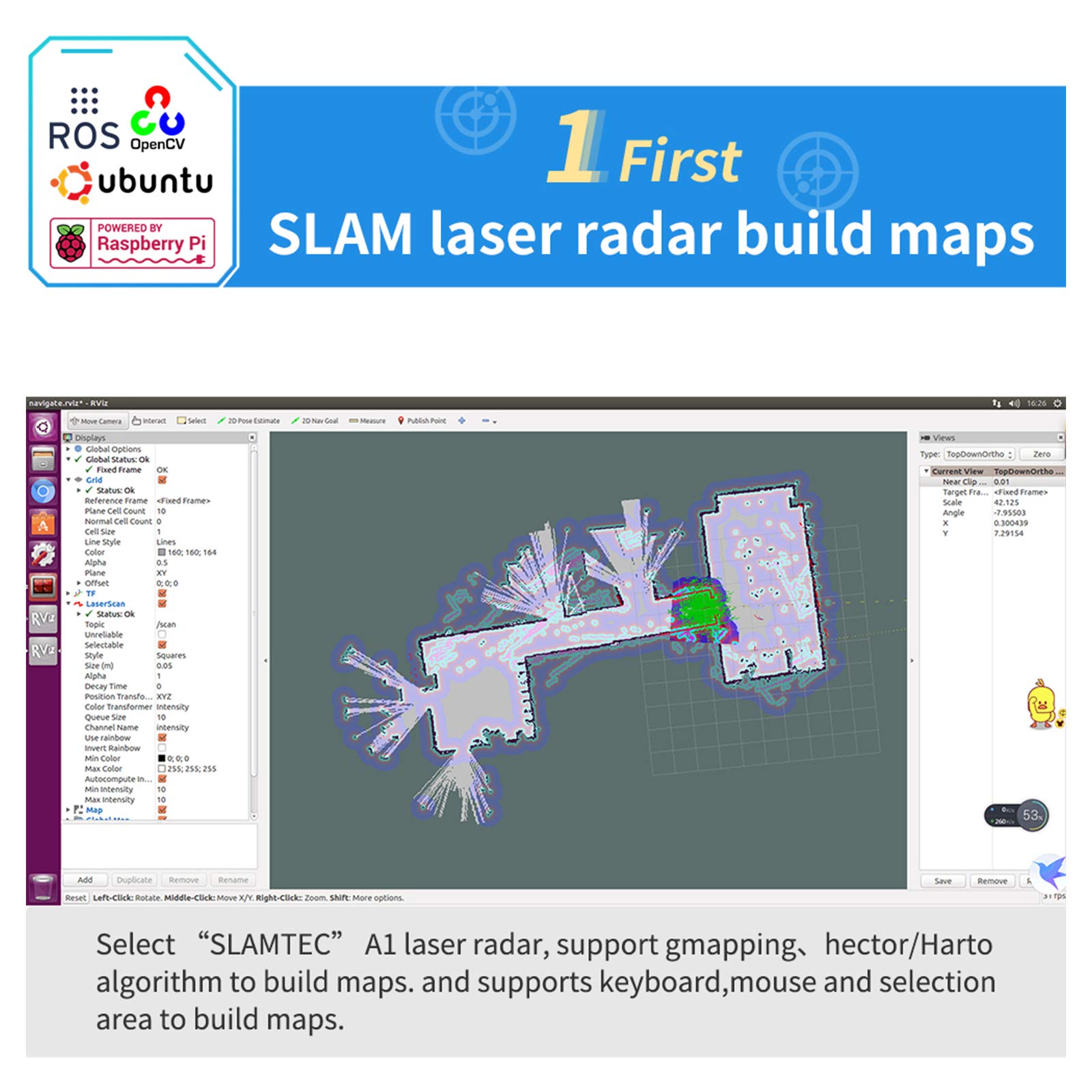 Buy XiaoR Geek Raspberry Pi AI Robot Kit with Rplidar A1 Radar ROS SLAM