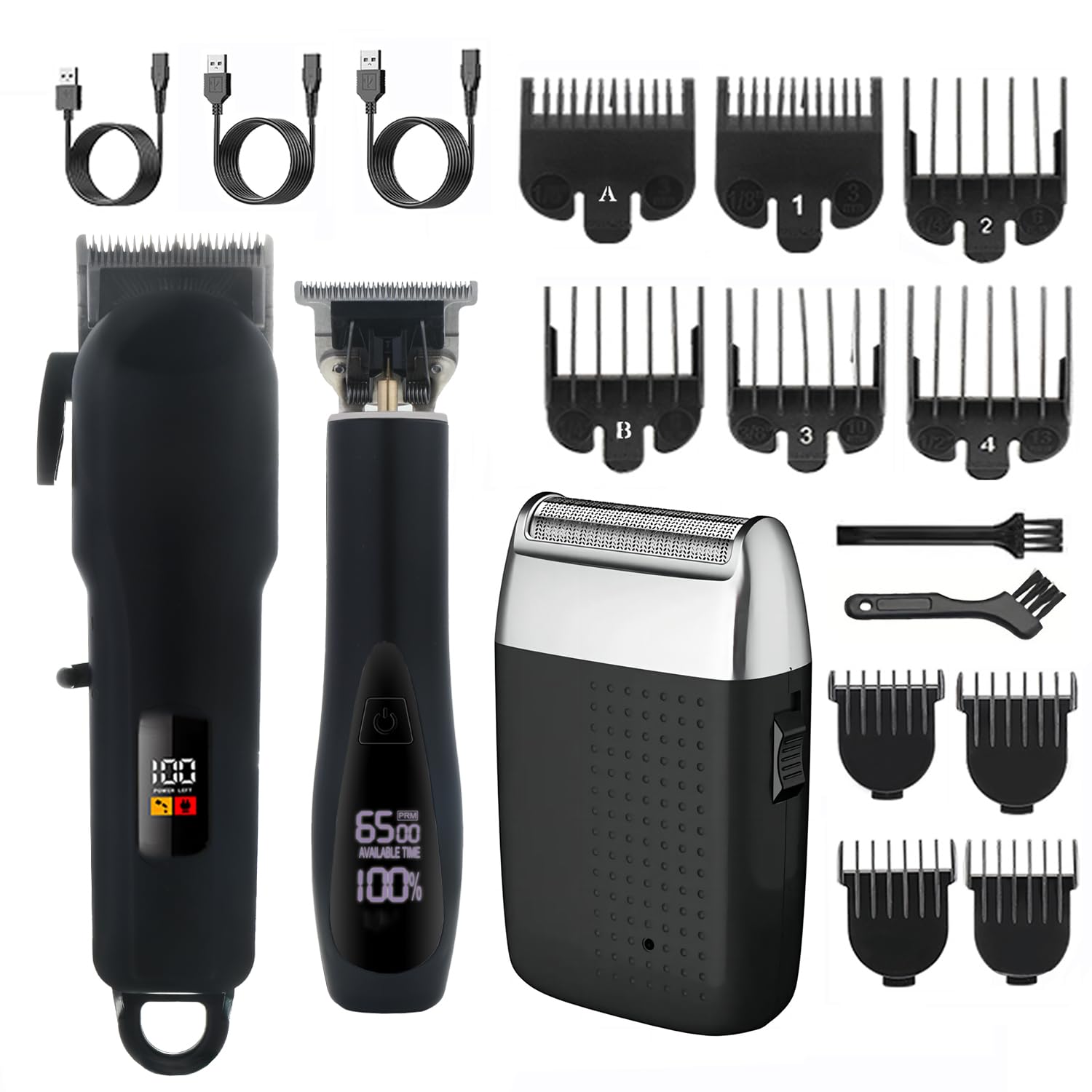 Roziapro Professional Hair Clippers 3-in-1 Barber Clipper Set, T-Shaper Trimmer & Foil Shaver Rechargeable Beard Trimmer M...