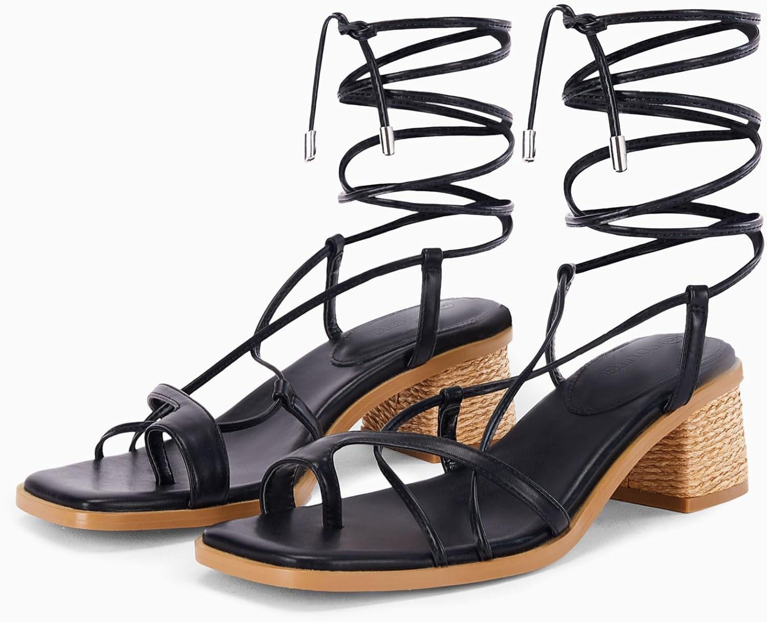 Womens Strappy Heels Thong Gladiator Flat Sandals Dressy Summer Low Chunky Block Heeled Roman Shoes - Image 7