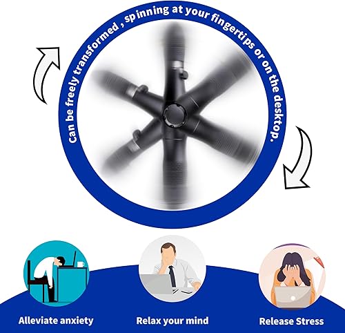 Miniatura 4 de Bolígrafo antiestrés con multiherramienta, luz LED y giratorio magnético, dispositivo versátil para aliviar la ansiedad (negro)