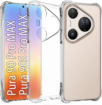 USTIYA Case for Huawei Pura 90 Pro MAX/Pura 90s Pro MAX Clear TPU Four Corners Military-Grade Protection Cover Transparent Soft funda