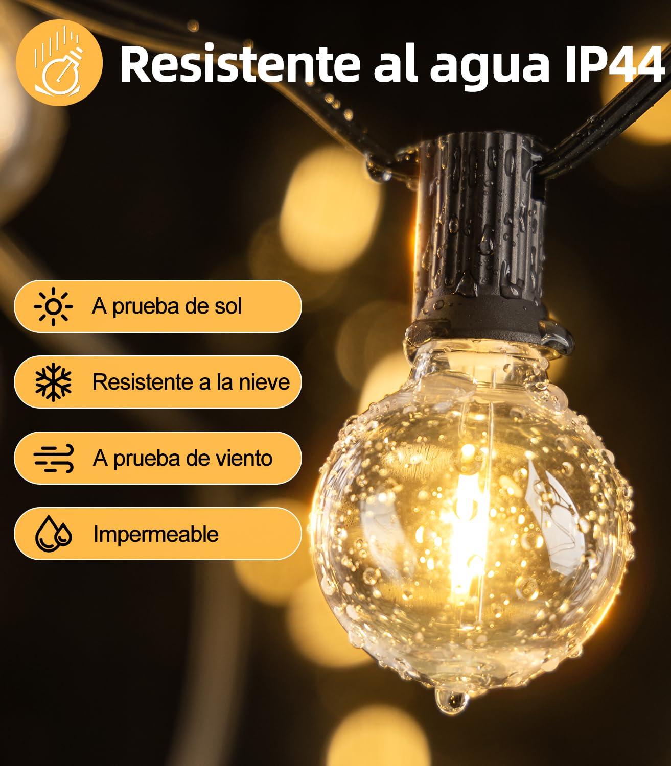 Guirnaldas Luces Exterior Jardin LED 20M 65ft G40 Bombillas LED Cadena de Luz Guirnaldas Luminosas Exteriores IP44 Impermeable Outdoor Girnaldas Garden para Patio Fiesta Terraza