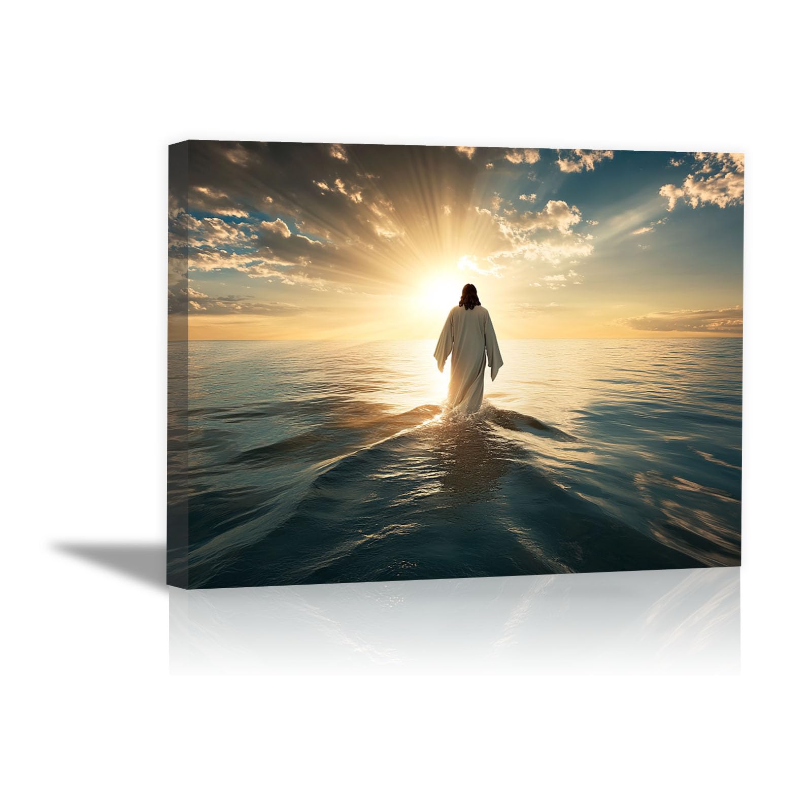 DMZPKZB Chrystus Malarstwo Dekoracja ścienna Religia, Ocean Malarstwo Dekoracja ścienna Chrystusa Religie - 60 x 90 cm oprawione (złoty)