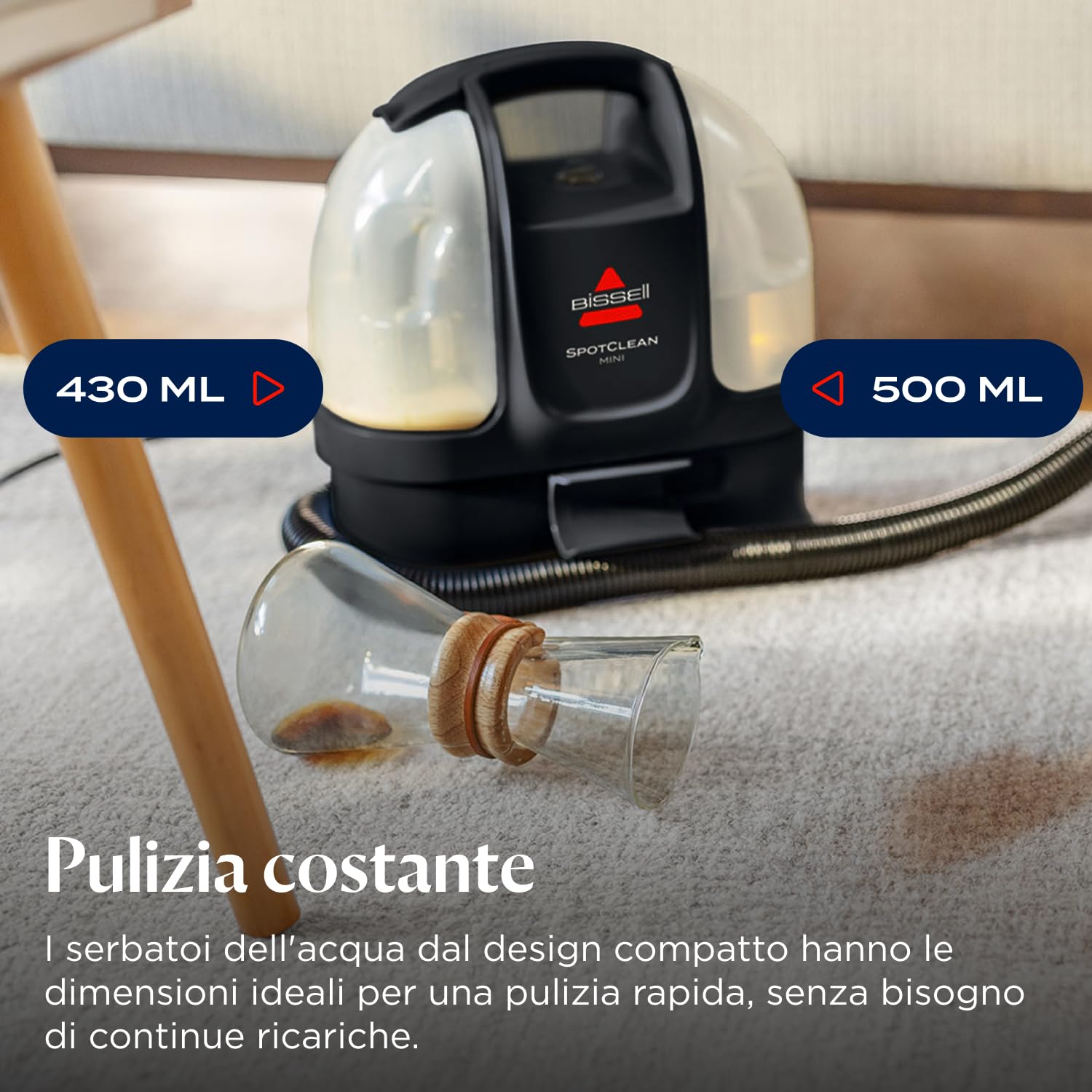 BISSELL SpotClean 41491 Mini Carpet Cleaner with Cable, Portable Upholstery Lava, Perfect for Quick Cleaning, Compact and Lightweight, Stain Remover from Cars, Boats, Sofas, Mattresses and More
