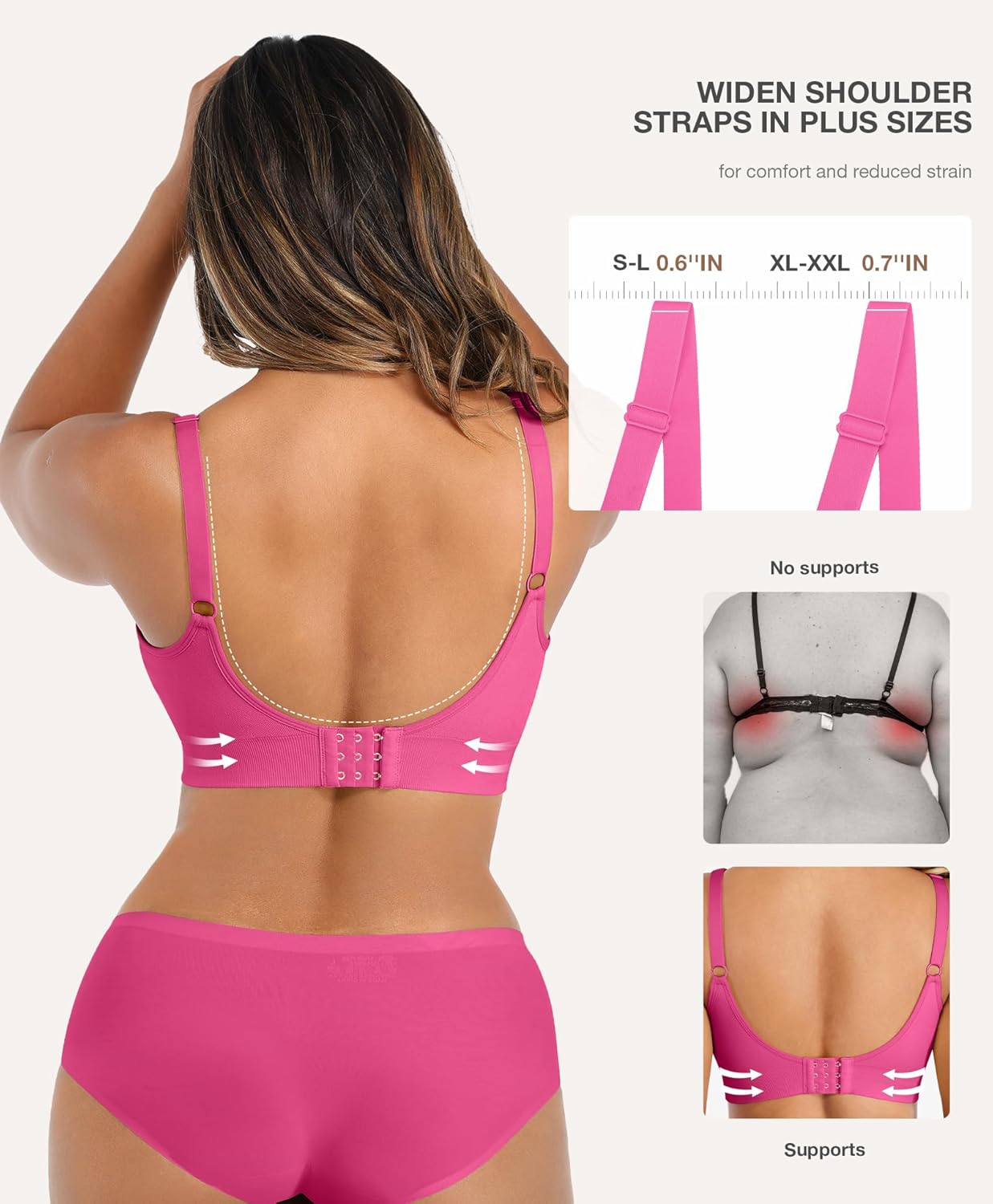 Lover-Beauty Wireless Bras for Women Push Up Full Coverage Seamless Everyday Bras Padded Sports Bra with Adjustable Straps - Image 4