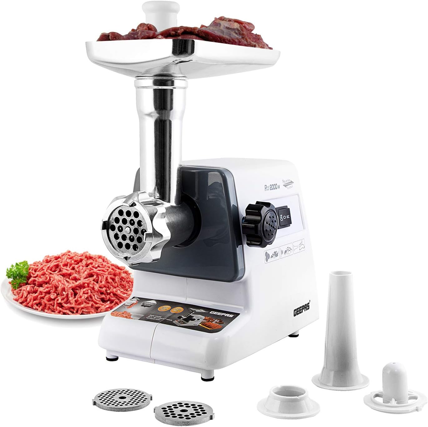 Geepas 2000W Electric Meat Grinder Sausage Maker, Meat Mincer