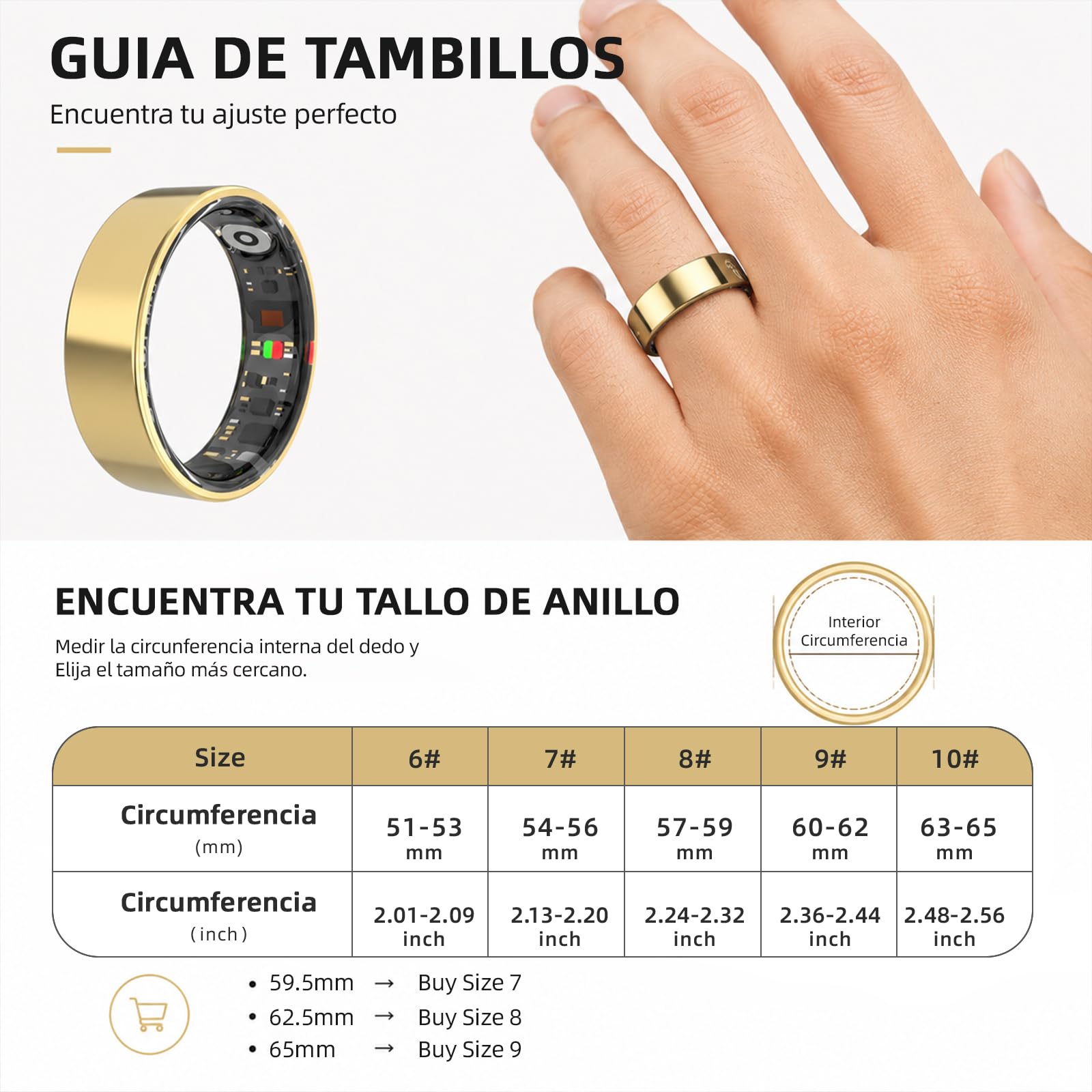 anello intelligente per attività fisica con frequenza cardiaca, ossigeno nel sangue, stress, monitoraggio del sonno, monitoraggio dei passi, impermeabile fino a 10 ATM (oro rosa, 13)