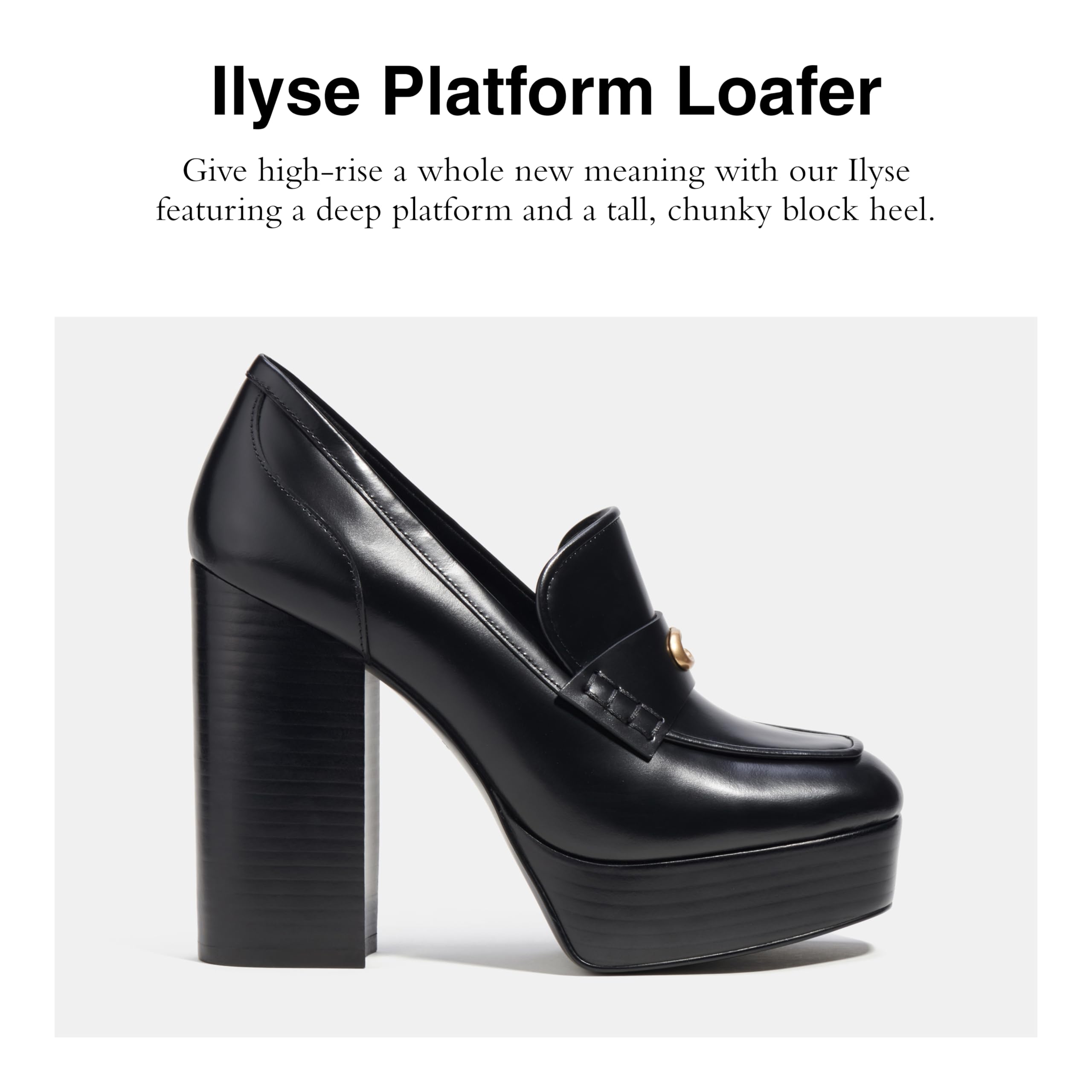 Coach Women's Ilyse Leather Platform Loafer, Black, B2B