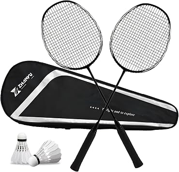 Badminton Racket Set,4U 82g Lightweight Full Carbon Fiber Portable Badminton Set,Enhanced High-Rebound Double Racket,Including 2 Shuttlecocks,1 Bag,Perfect for Outdoor Games