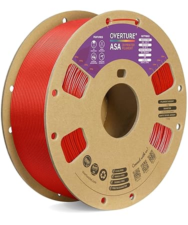 OVERTURE ASA Filament 1.75mm Premium Anti-UV 3D Printer Filament, 1kg Spool (2.2lbs), Dimensional Accuracy +/- 0.03 mm, Fit Most FDM Printer (Dimond Red)