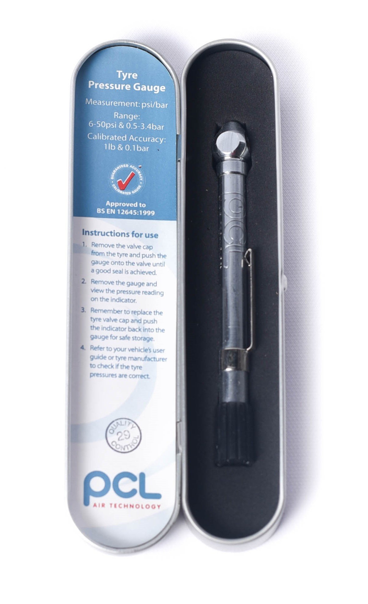 Pcl Tpg1h17 Tyre Pressure Gauge 6-50 Psi And 0.5-3.4 Bar Professional Range