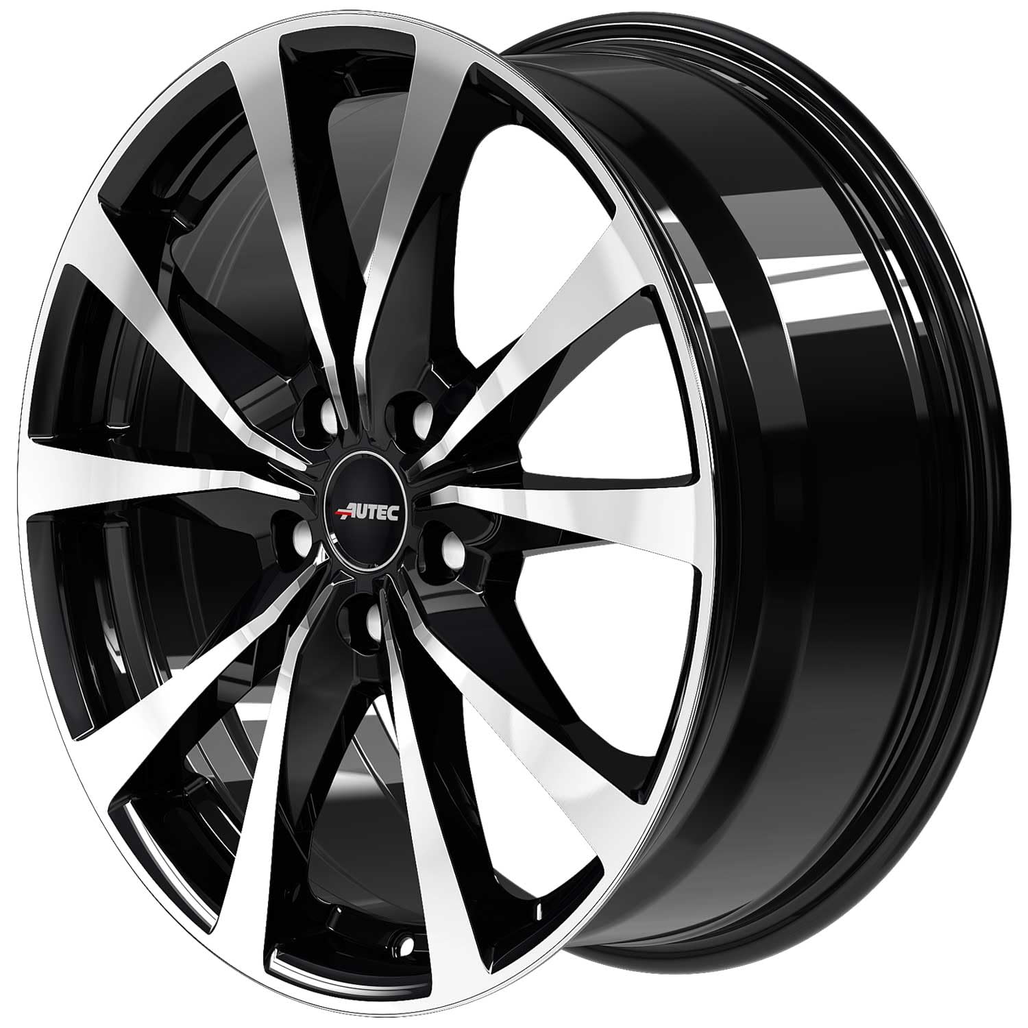 4x AUTEC Felgen Alufelgen BRIXEN 6.5x16 ET40 5x100 Schwarz poliert kompatibel mit Skoda Kamiq Fabia Scala