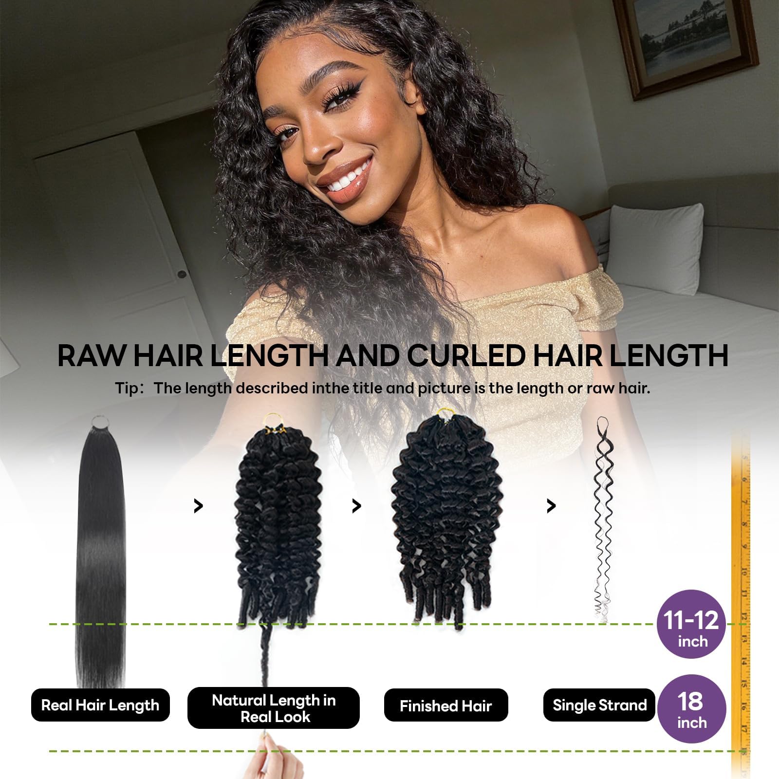 Cheveux humains au crochet à plumes pour femmes noires - Cheveux bouclés au crochet 100 % vierges bouclés pré-bouclés avec nœuds invisibles, sans nœuds, sans perte, installation rapide