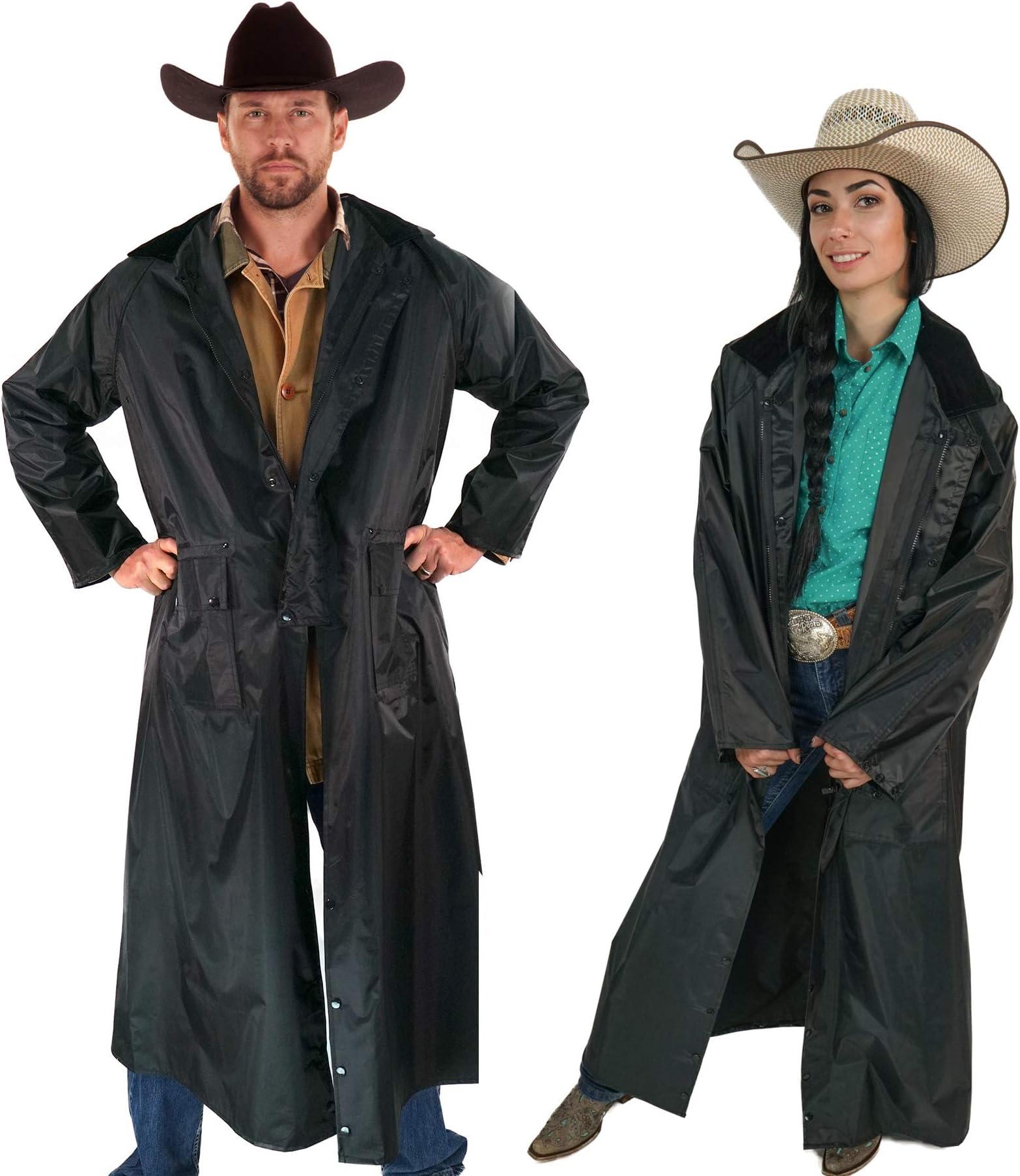 Southwestern EquineAmerican Cowboy Saddle Slicker Rain Coat Duster – 100% Waterproof Full Length Unisex