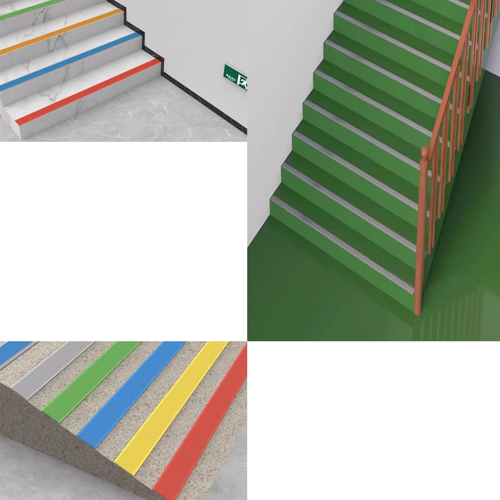 Borde de escalera engrosado, tiras de tracción de seguridad impermeables de 1M-3M-10M-30M, cinta de agarre antideslizante for escaleras, for escalones(Green-100MM width,3m)