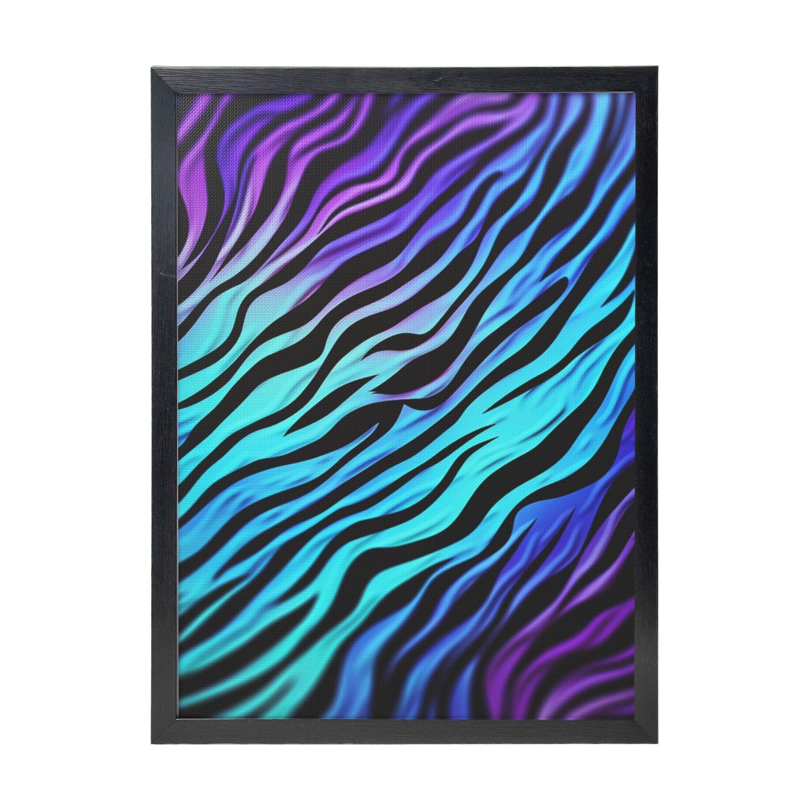 Framed Wall Art - Decorative Canvas Painting Purple Blue Green Camouflage Zebra Stripes Pictures Poster Aesthetic Modern Prints Artwork for Bedroom Office Wall Decor Ready To Hang 12x16 in