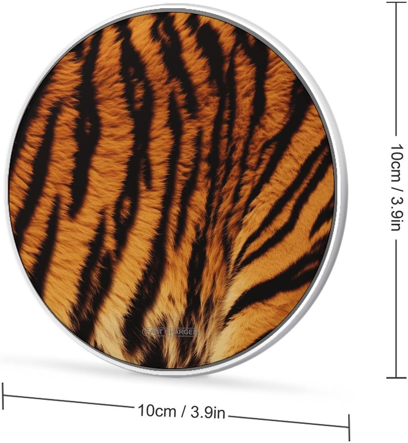 Tiger Striped Pattern Wireless Charger, 10W Qi-Certified Fast Wireless Charging Pad with USB Cable & LED Indicator Fashion Charger Mat Portable Charging Station for All Qi-Enabled Phones image 2
