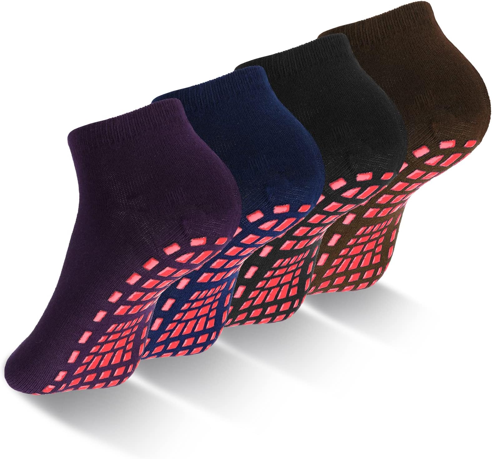 Fanshiontide4 Pairs Non Slip Yoga Pilates Socks with Grips,Yoga Socks for Women Non Slip Slipper Socks Fitness Fall Prevention Grip Socks for Trampoline Ballet, Hospital, Home