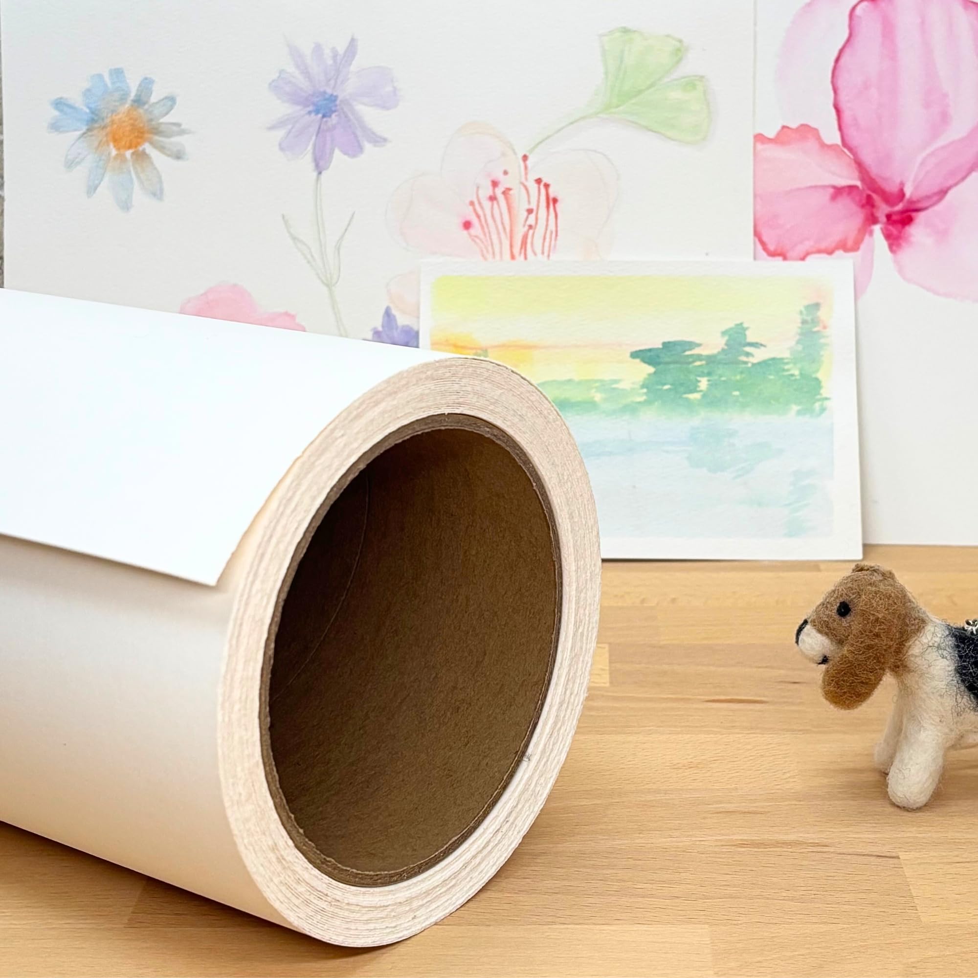 Leyton Papier, 10 Meter Rolle für Aquarell, 100 % Baumwolle, feine Körnung, 300 g, 56 cm x 10 m, Künstlerqualität My Rock Way