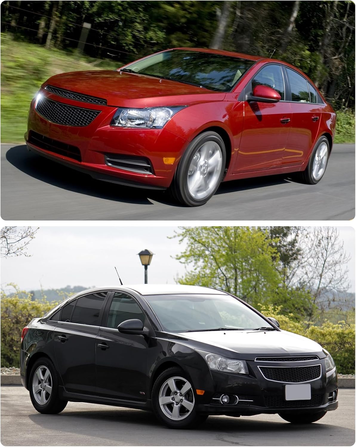 Compatible with Chevy 2011-2015 Cruze LS/LT/LTZ Black Housing Headlight Assembly fit 2016 Cruze Limited Matte Clear Lens Headlamp Replacement Driver and Passenger Pair（W/O Bulbs）