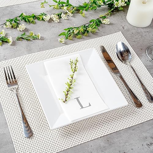 Miniatura 332 de Luxenap - Toallas de invitados de 15.8 x 7.9 pulgadas, 50 toallas de mano con letras plateadas, letra "P", fuente Sans Serif, servilletas de papel