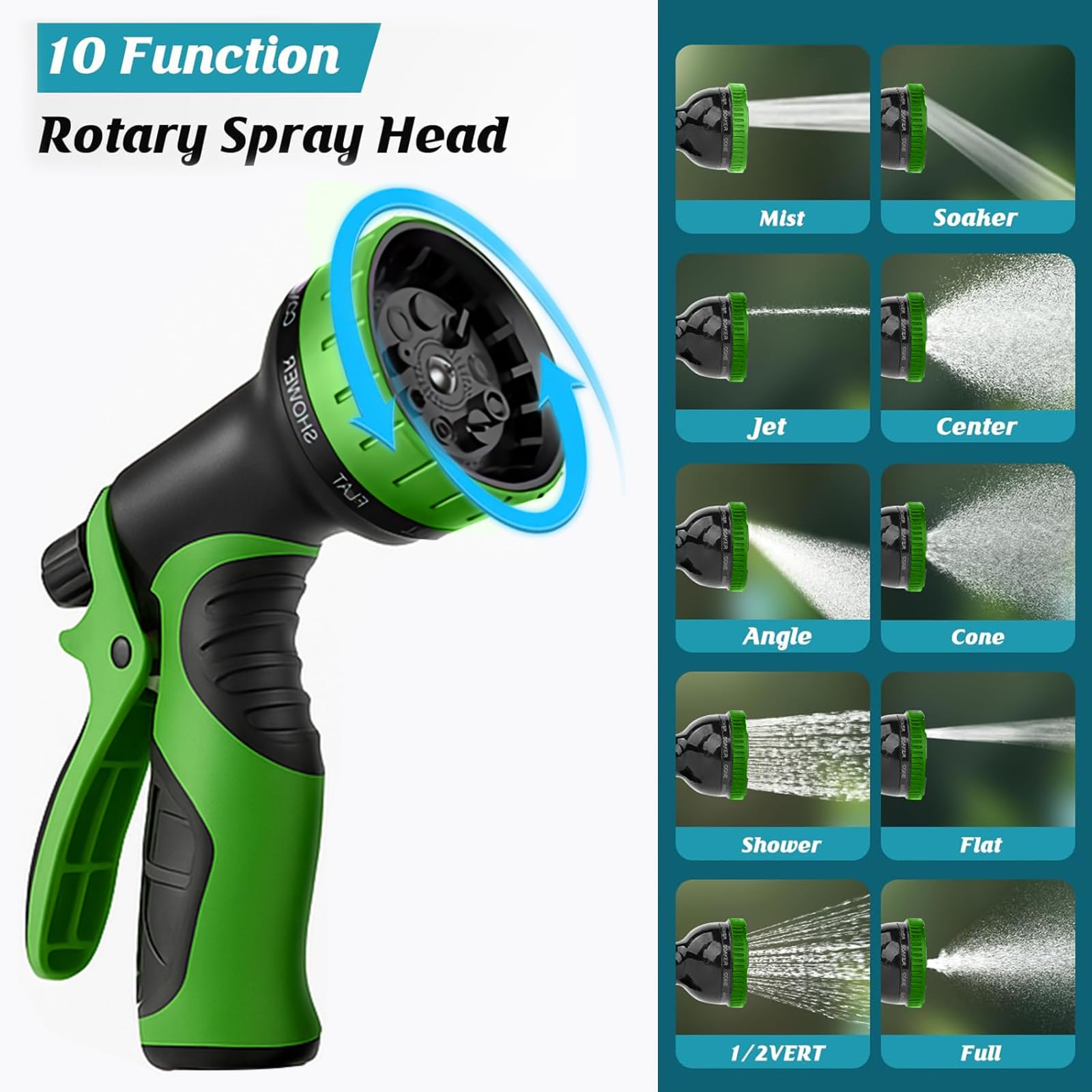 Tubo Acqua Giardino 30m con 10 Modalità di Irrigazione - Compatibile con Rubinetti 1/2" & 3/4" | Design Antigoccia per Innaffiatura, Lavaggio Auto e Cura del Verde