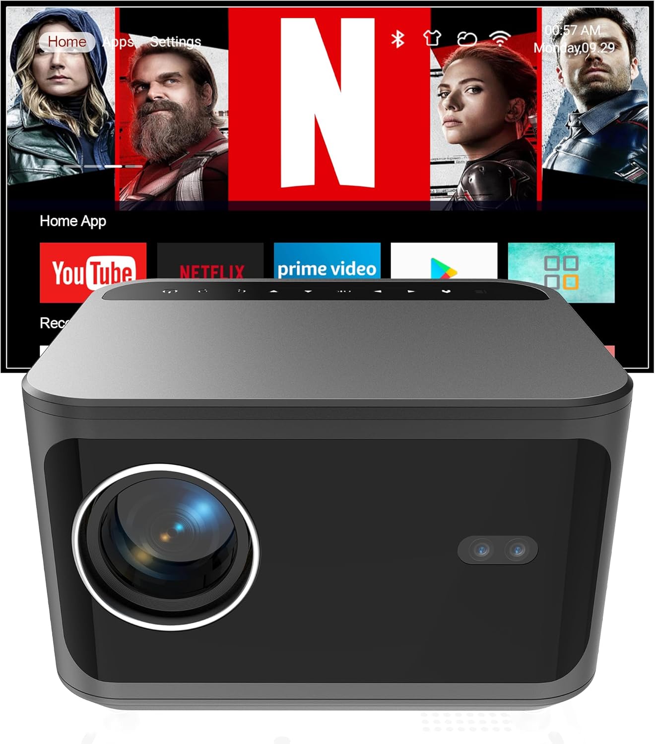 High Performance Video Projector JY-540: 1000 ANSI Brightness, Wi-Fi & Bluetooth, Touch Button, HDMI/USB Inputs, Auto Keystone, Full HD 1080P - Perfect for Home Theater, Presentations & Gaming