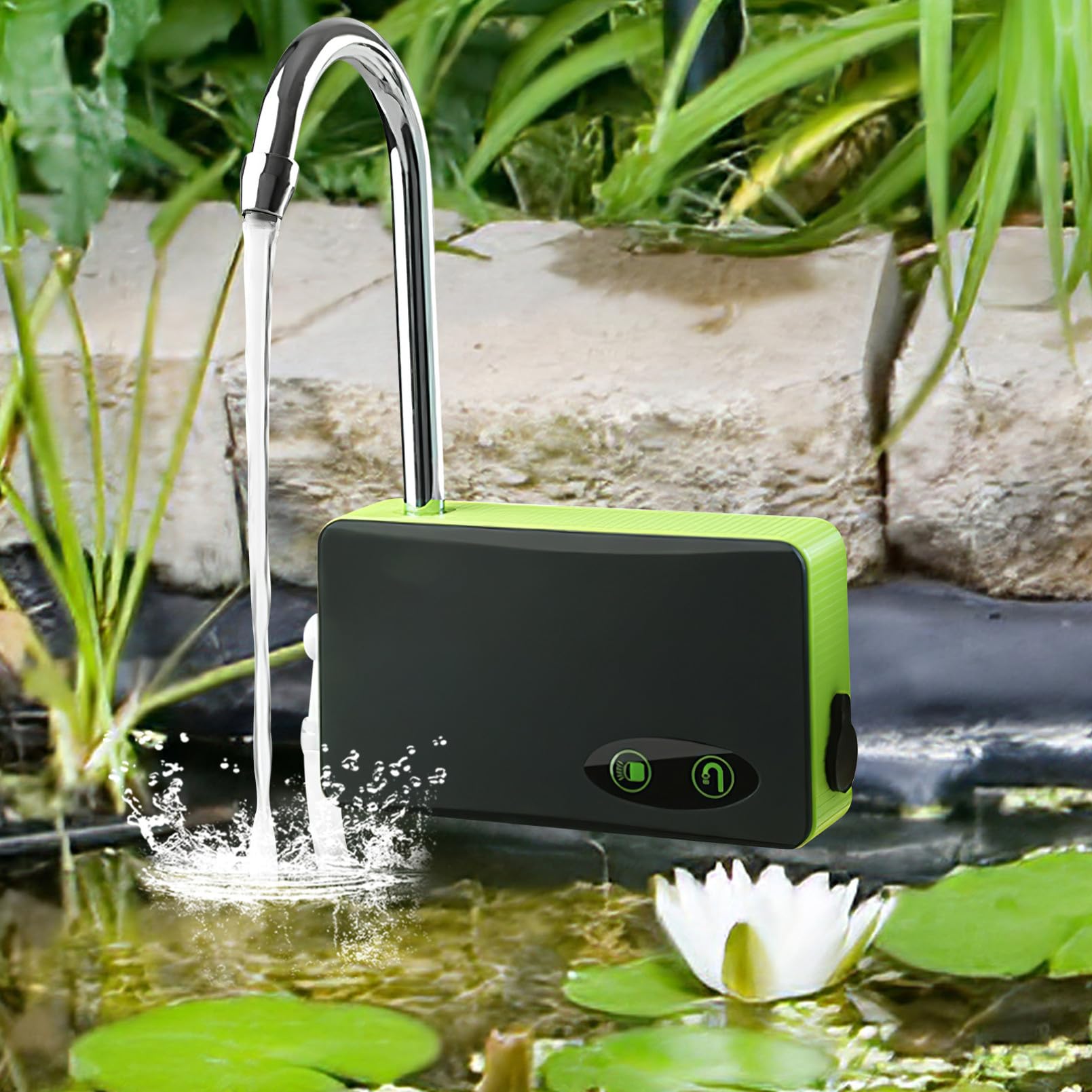 DOITOOL Pompa di Ossigeno Portatile Tre in uno Verde Ricarica a Induzione Assorbitore d'Acqua per Pesca e Aeratore per Acquari Pompa per Ossigenazione Esterna per Pesca e Giardinaggio